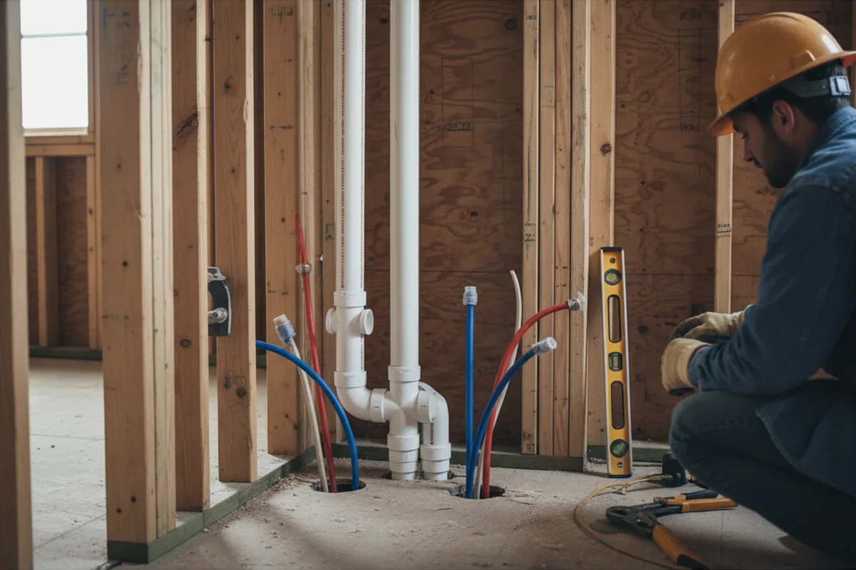 Drain and supply rough-in during Garbage Disposal Repair in Maywood